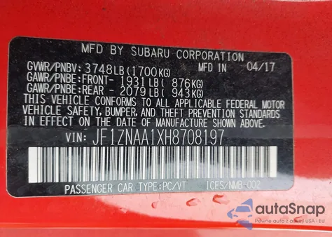 2017 Toyota 86 860 Special Edition from USA, damaged, VIN JF1ZNAA1XH8708197